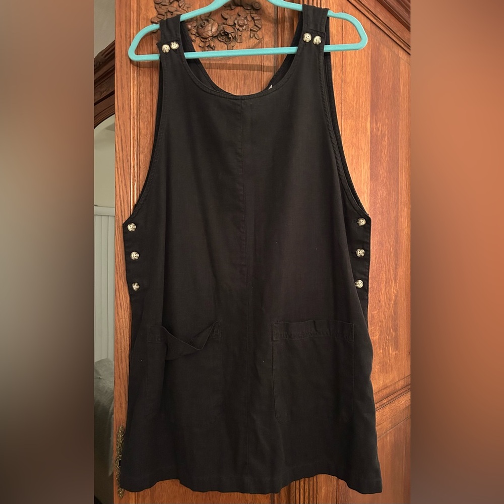 Vintage Spiegel Linen Black Sleeveless Jumper Dress